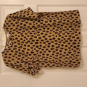 Animal Print Short Sleeve Blouse